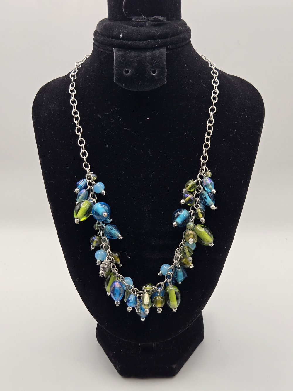 Blue & Green Glass Bead Necklace